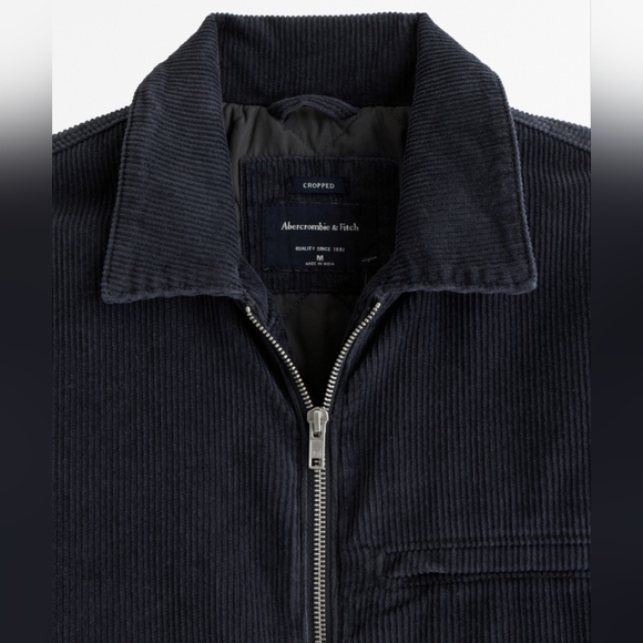 Men's Cropped Zip Workwear Jacket Corduroy Blue XL Tall - Picture 2 of 3